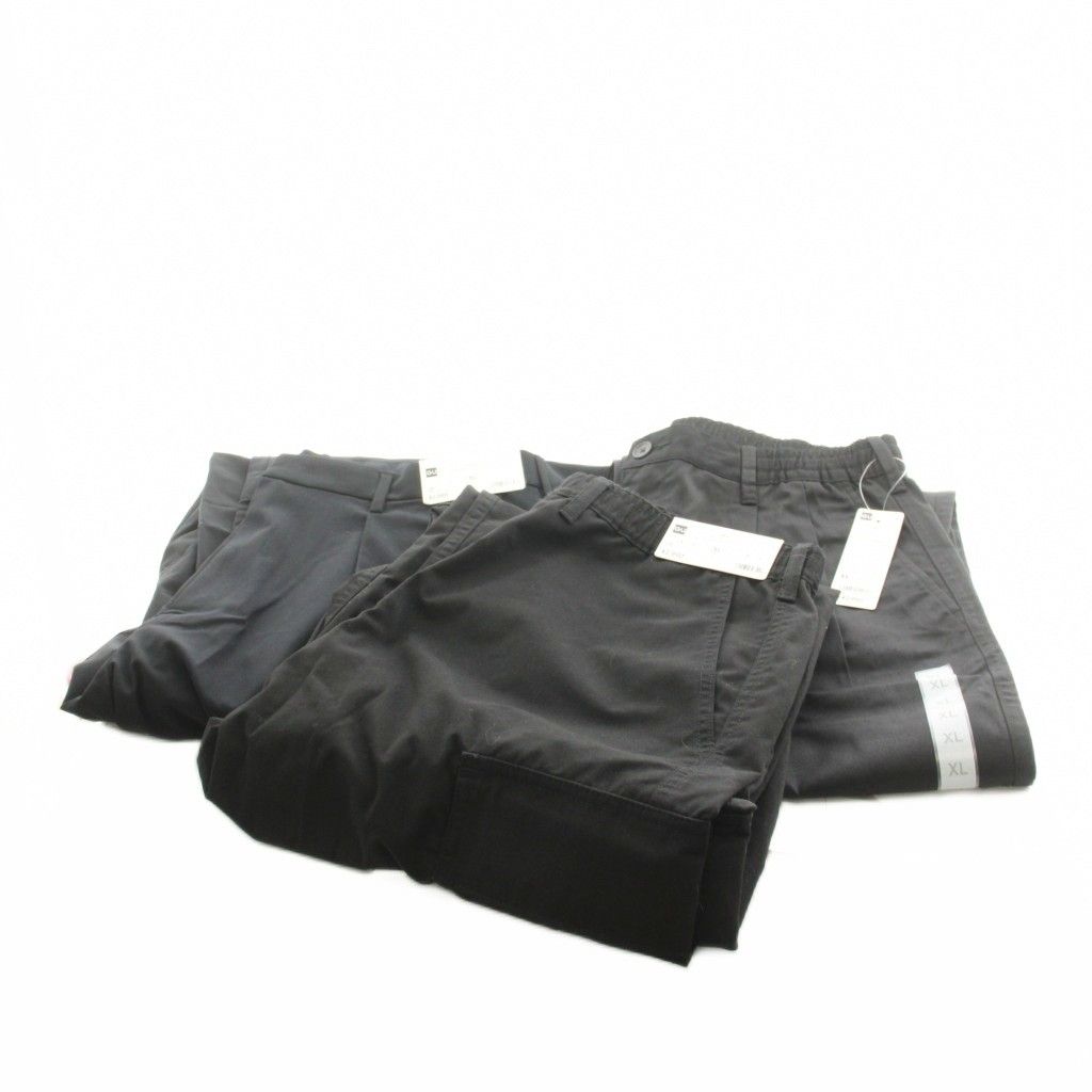 ジーユー GU 3点セット チノキャロットパンツ スーパーワイドカーゴパンツ バレルレッグスラックス XL 黒 ブラック 321-358435 321-349056 321-352006 /AN ▲H