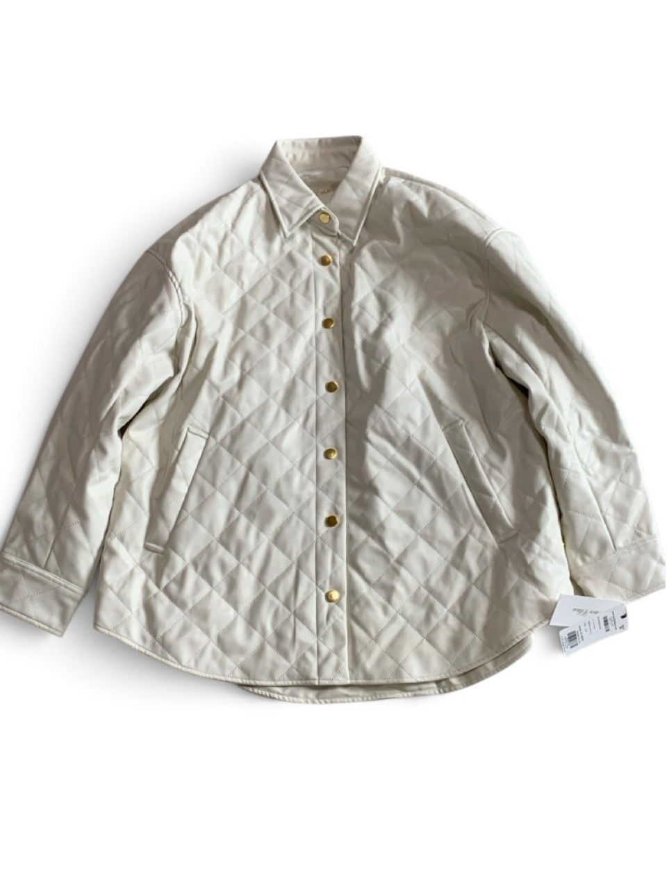 未使用品　Grace Class ｸﾞﾚｰｽｸﾗｽ　グレースコンチネンタル　オーバーサイズキルトJKT　ジャケット　キルティング　エコレザー　サイズ38　フェイクイレザー　ホワイト