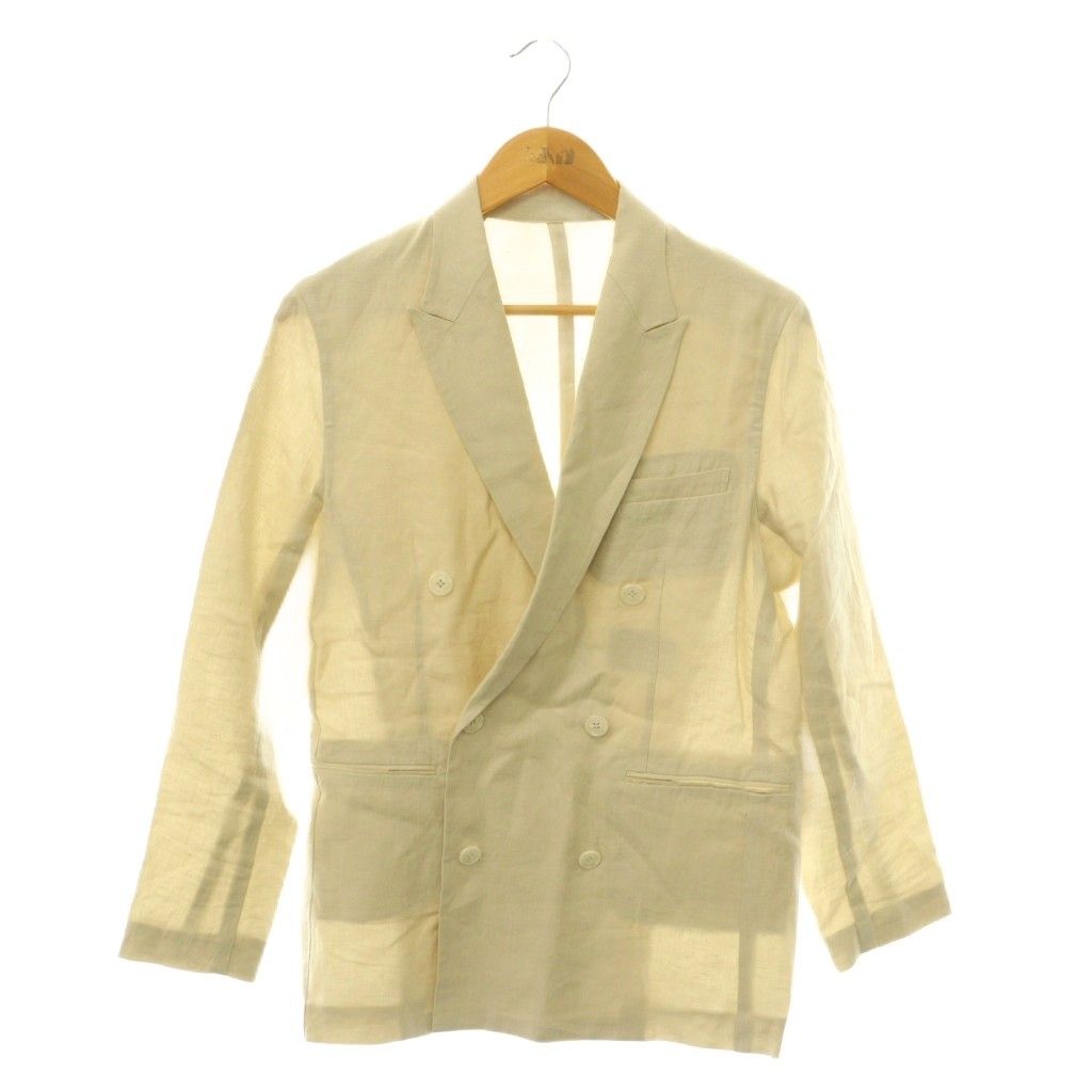 ハウント HAUNT D-BREASTED LINEN JACKET テーラードジャケット ダブル リネン 36 ベージュ /ES ■OS