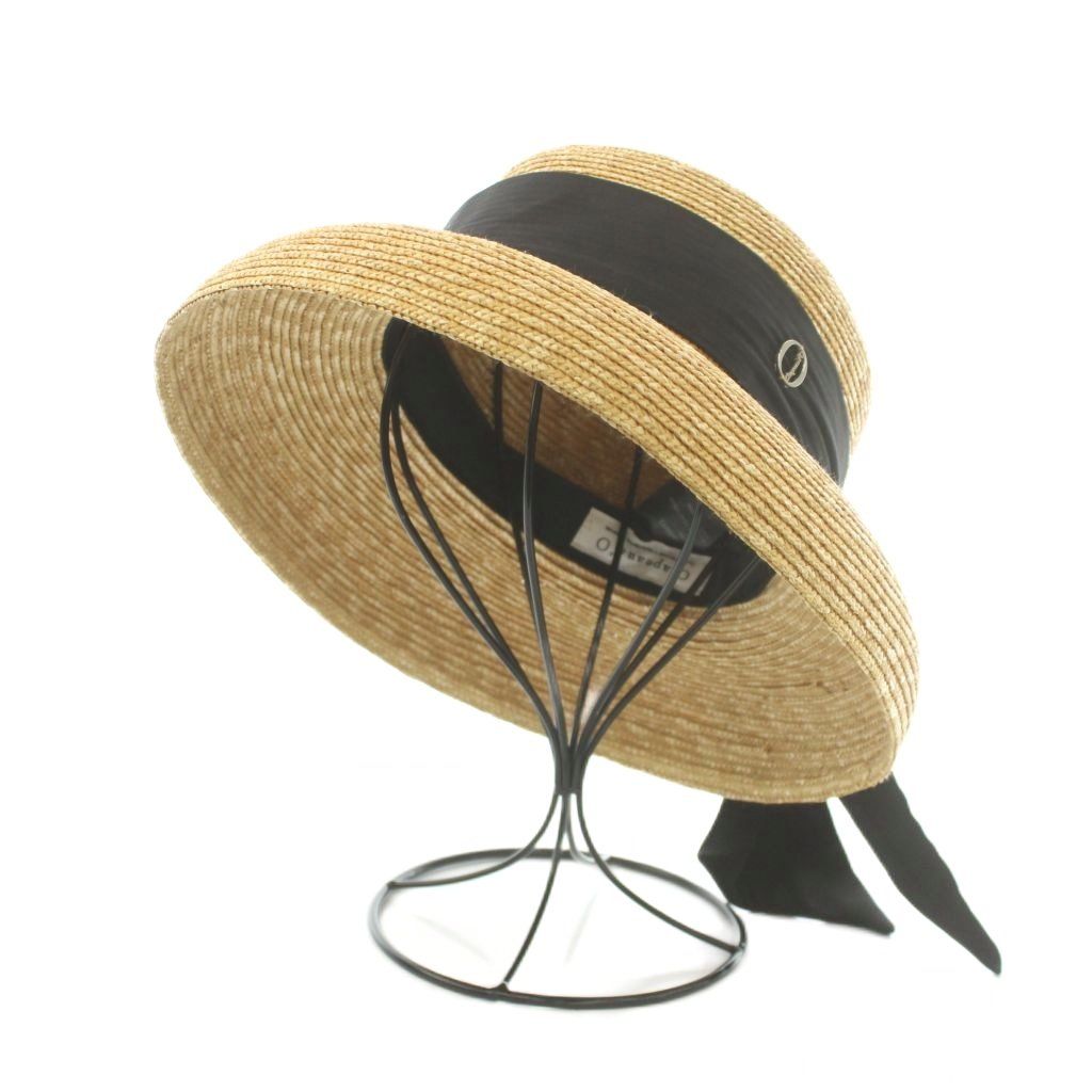 シャポードオー Chapeau d' O Straw Braid Casablanca 麦わら帽子 ストローハット 57.5cm ベージュ 黒 ブラック 816-360001 /MI ■OS 9,030円