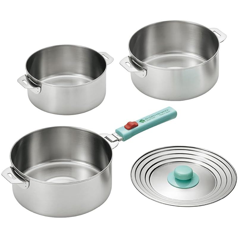 【新品】 よこやま 燕熟の技 両手鍋 16cm 18cm 20cmセット ステンレス 蓋付き スチームプレート付き 着脱ハンドル 取っ手が取れる EJQ-1200