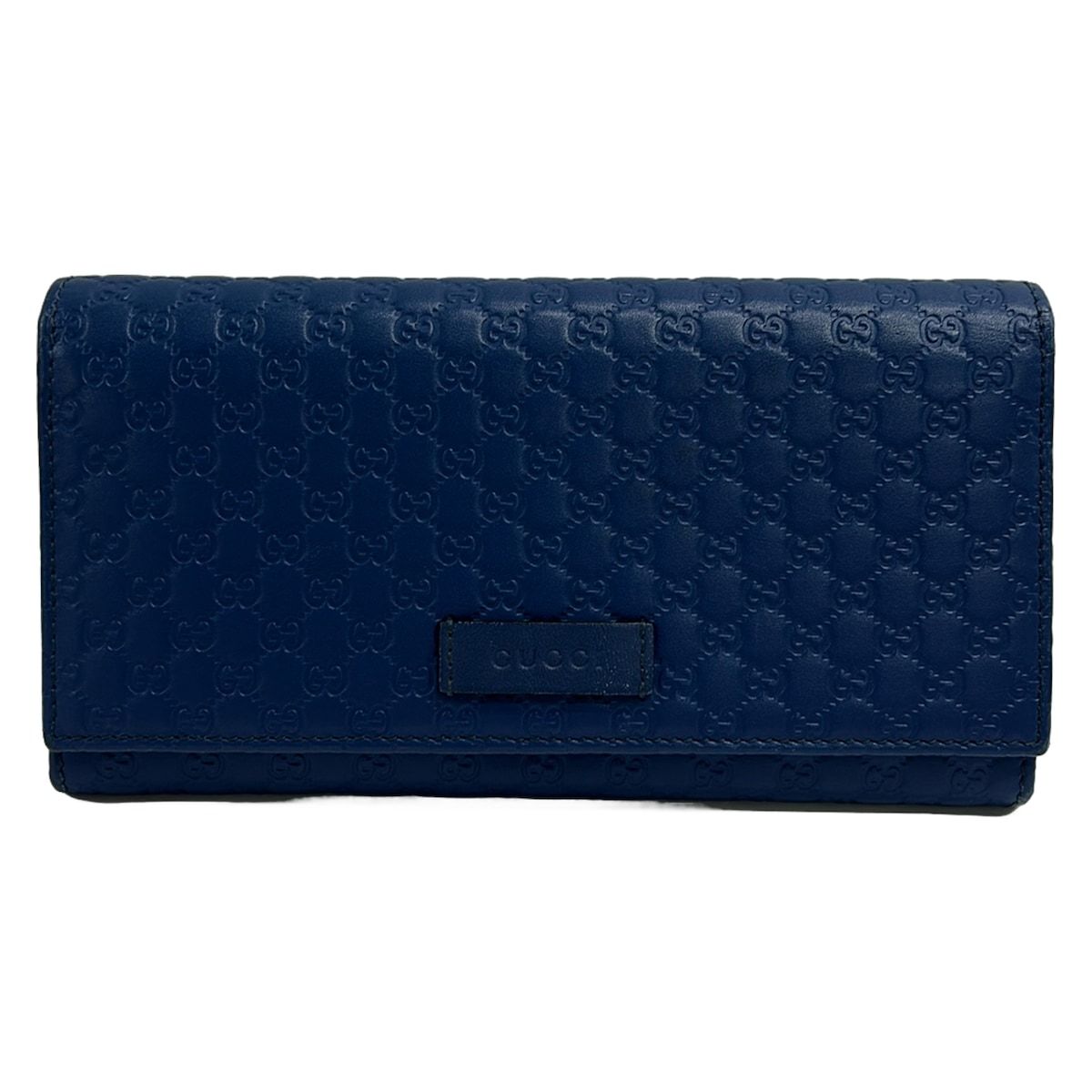 GUCCI(グッチ) 長財布 マイクログッチシマ 449396 ネイビー レザー
