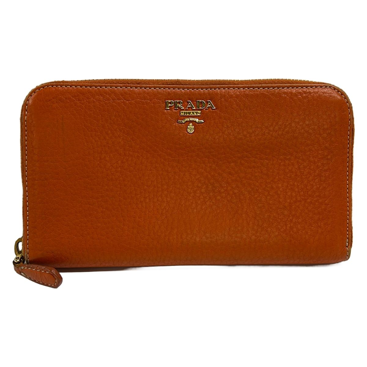 PRADA(プラダ) 長財布 - オレンジ ラウンドファスナー レザー