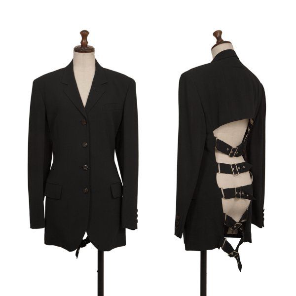 ジャンポールゴルチエファムJean Paul GAULTIER FEMME バック5連ベルトウールジャケット 黒40