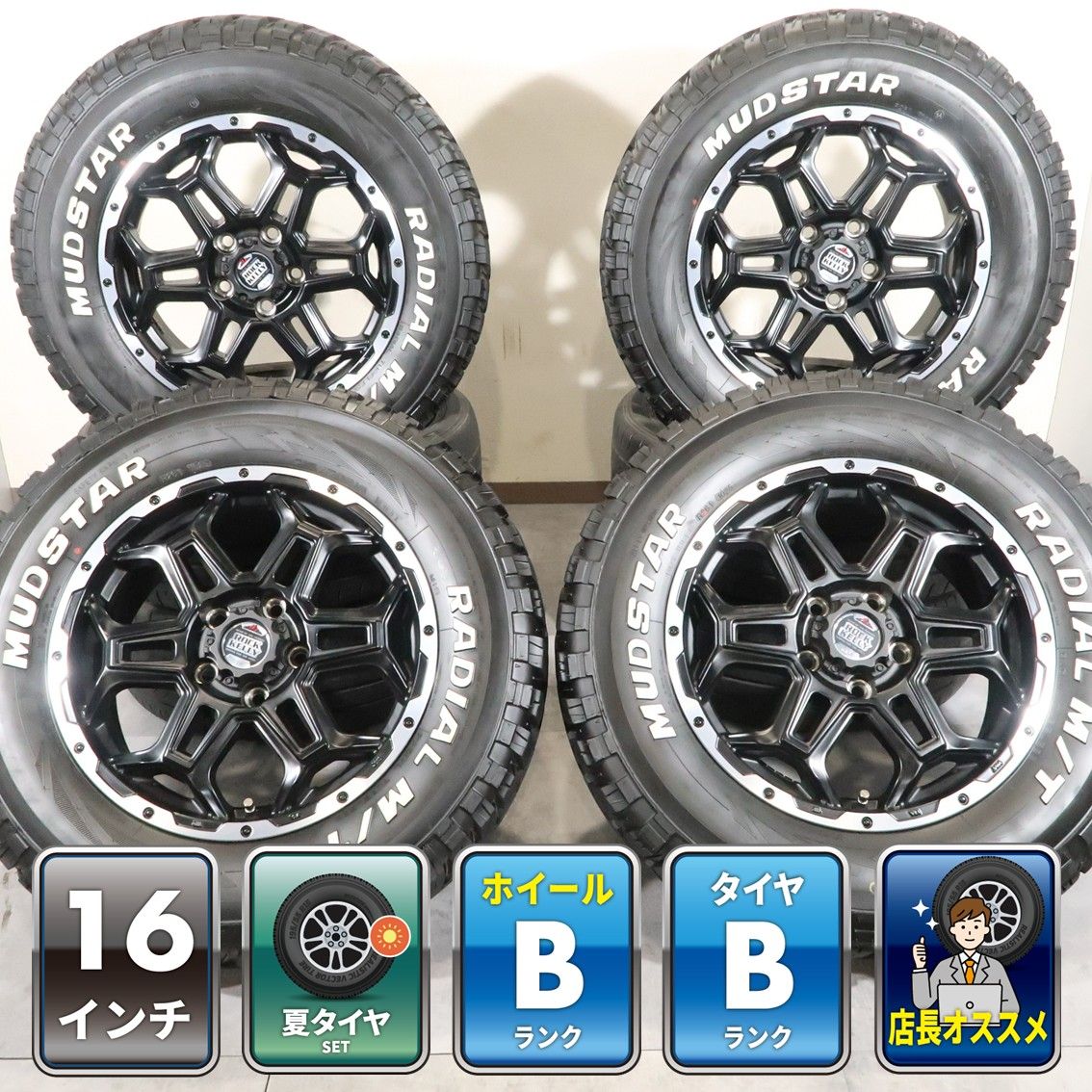 デリカD5 アウトランダー 等 4本 LOXARNY ROCKKELLY 16インチ 6.5J +38 114.3 ラジアル MUDSTAR RADIAL 2025年 215/70R16 ホワイトレター 65,890円