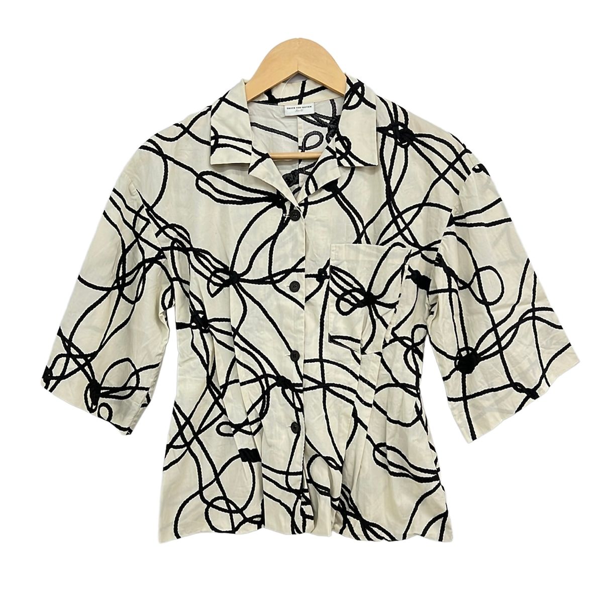 DRIES VAN NOTEN(ドリスヴァンノッテン) 半袖シャツブラウス サイズ36 M レディース - アイボリー×黒 10,064円