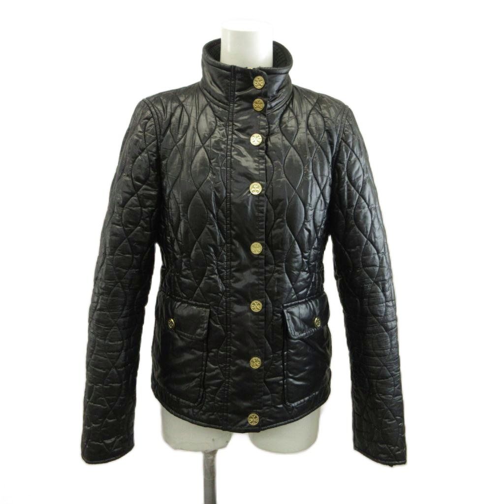 トリーバーチ TORY BURCH キルティングジャケット 上着 XS 黒 ブラック 長袖 スタンドカラー 中綿 ブルゾン アウター /YU ■GY70