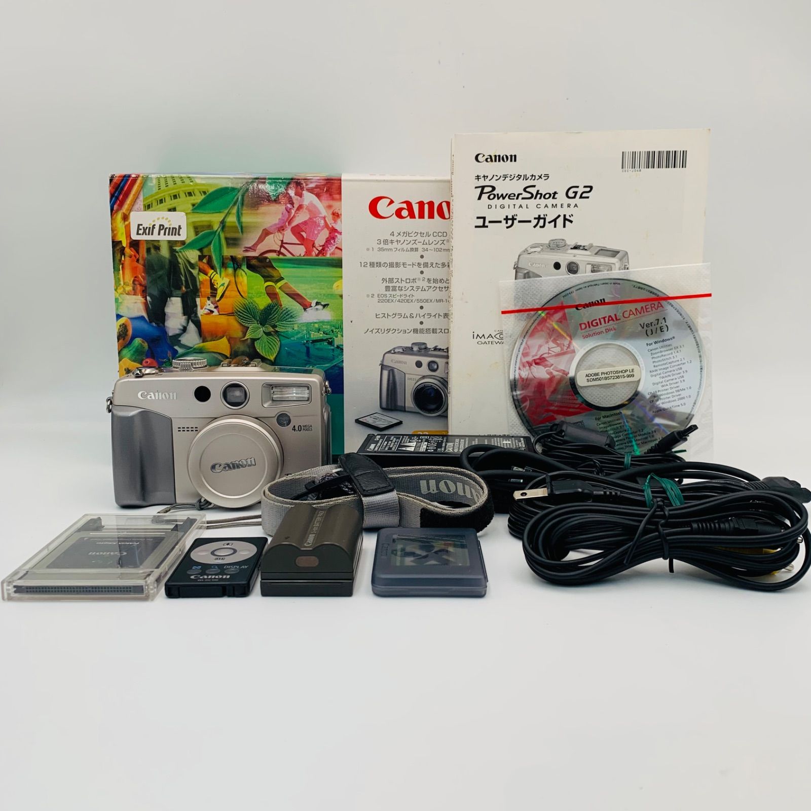 [Good Condition] CANON PowerShot G2 Original Box • Manual • AC Adapter • CF-Card • Strap (0807)