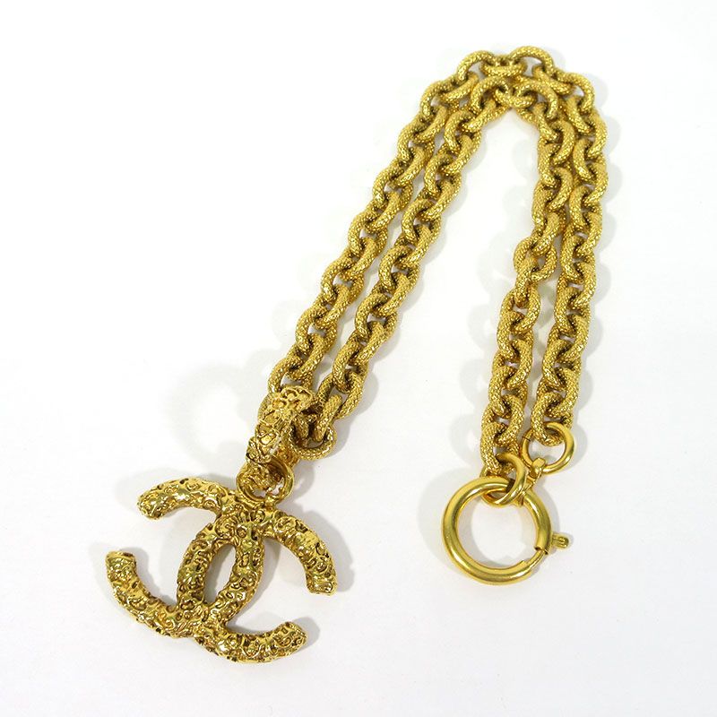 【三重本店】 中古 CHANEL | シャネル ヴィンテージ ココマーク ネックレス / 溶岩 ラヴァ マグマ カラー：ゴールド系 【135】