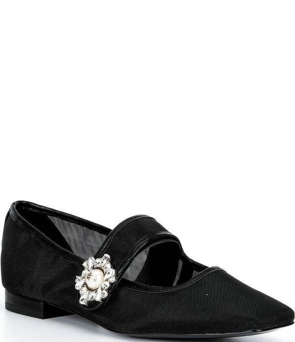 カール ラガーフェルド レディース シューズ パンプス メッシュ KARLAGERFELD PARISabelle Mesh Pearl Buckle Mary Jane Ballet Flats B