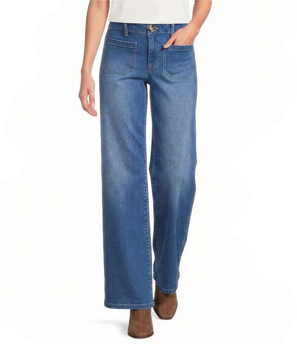 ナーチャー レディース ボトムス カジュアルパンツ ワイドレッグ プチ Nurture Petite Size Mid Rise Wide Leg Pants Medium Denim デニム