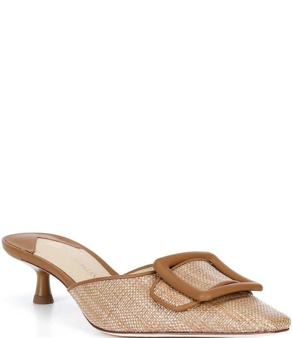 アントニオ メラーニ レディース シューズ サンダル Antonio Melani Kendra Woven Canvas Buckle Ornament Mules Dark Natural