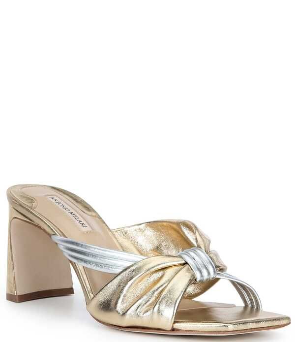アントニオ メラーニ レディース シューズ サンダル トール レザー Antonio Melani Cassy Two Toned Metallic Leather Dresslides Glimme