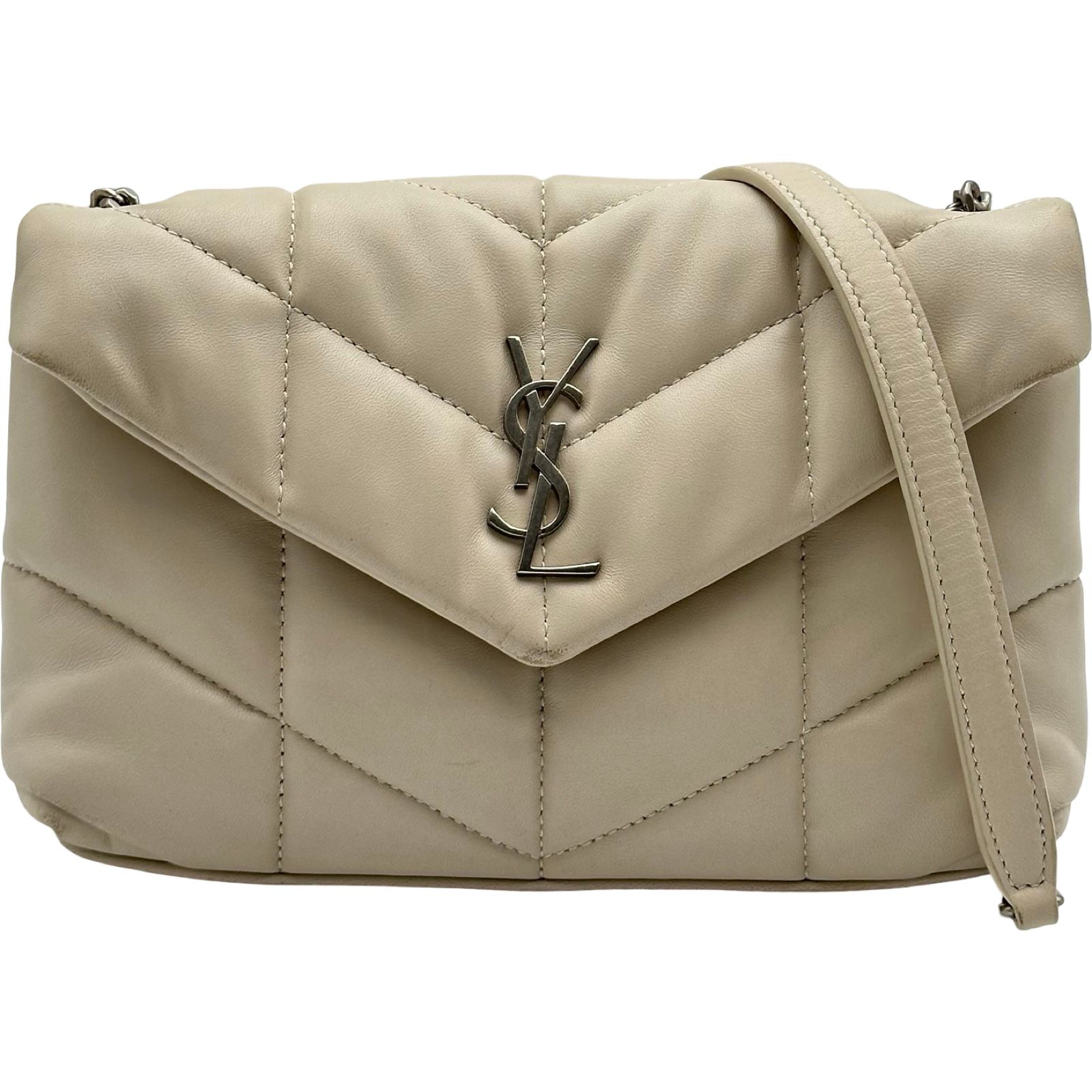 サンローラン SAINT LAURENT ルル パファー 620333 アイボリー レザー レディース ショルダーバッグ