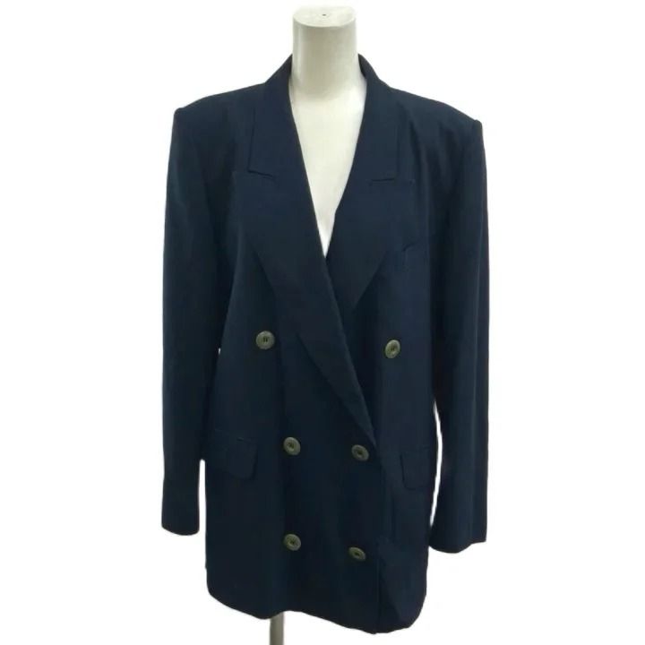 マックスマーラ MAX MARA テーラードジャケット ウール ダブル 6B 総裏地 肩パッド 42 L 紺 ネイビー /XZ ■GY47