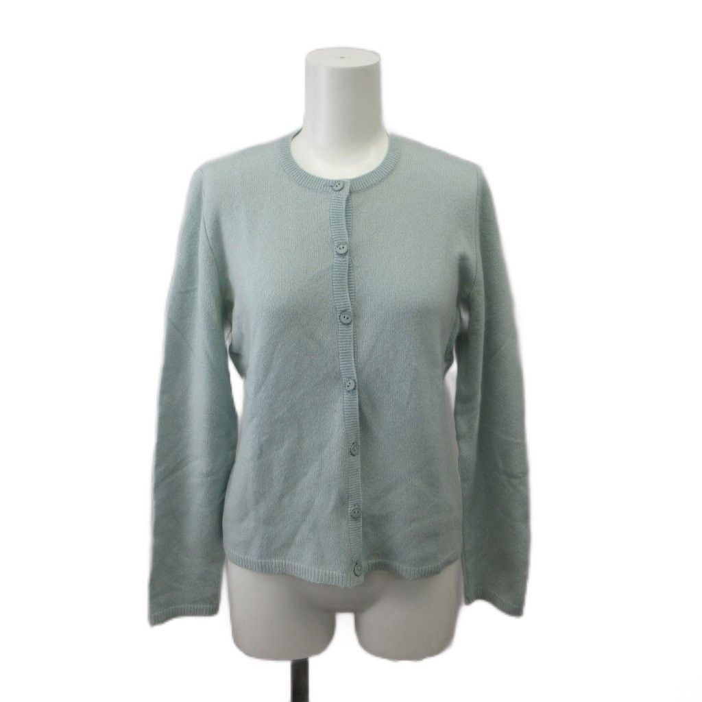 フォクシー ブティック FOXEY BOUTIQUE カーディガン 40 ライトグリーン ラウンドネック 長袖 カシミヤ /RY ■GY06