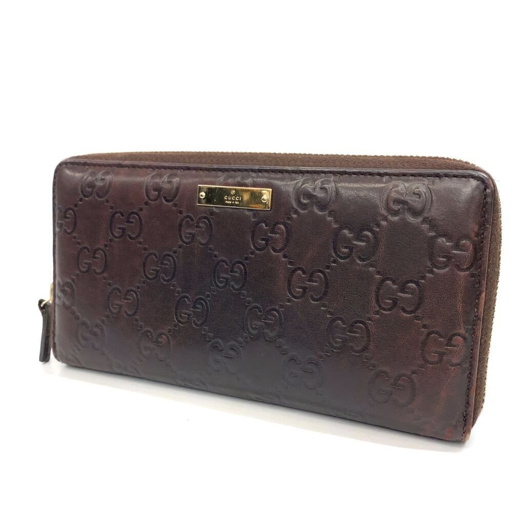 GUCCI グッチ GG シマ レザー ラウンドファスナー 長財布 財布 ウォレット 112724 496884 ブラウン レディース メンズ _201