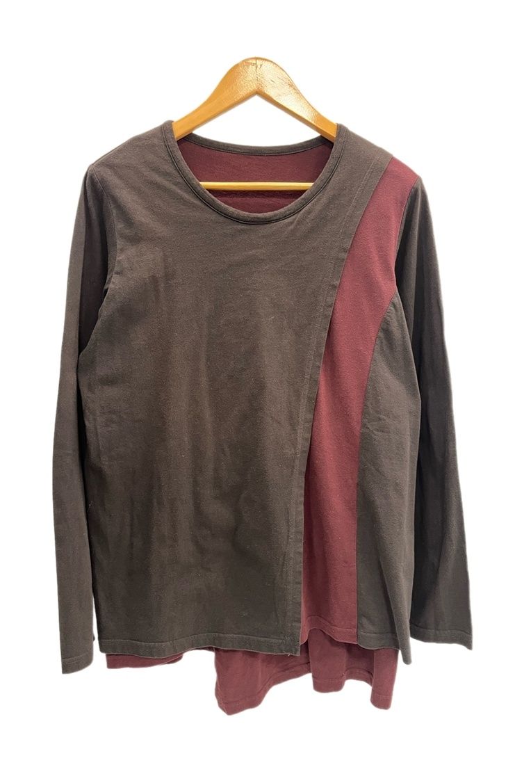 グラウンドワイ Ground Y Yohji Yamamoto ヨウジヤマモト CUT AND SEW 3 切り替え Tシャツ オリーブ×ボルドー GK-T07-010 サイズ1 ロンT カーキ 101MT-6662 6,864円