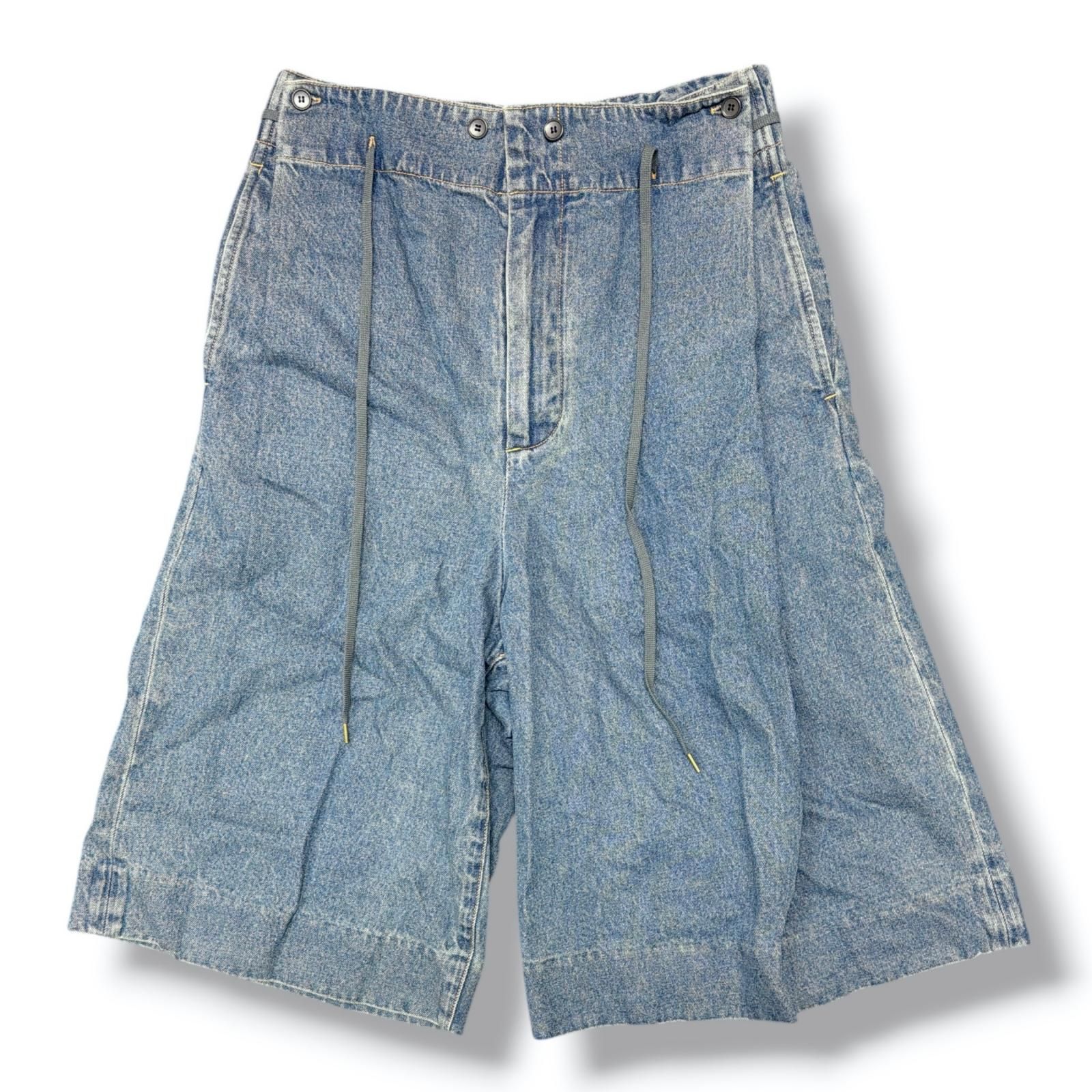 参考上代37400円 未使用 KUON 3/4 Hakama Trousers -Denim- ハカマトラウザーズ デニムパンツ クオン 116PT056000 インディゴ L （19211M）
