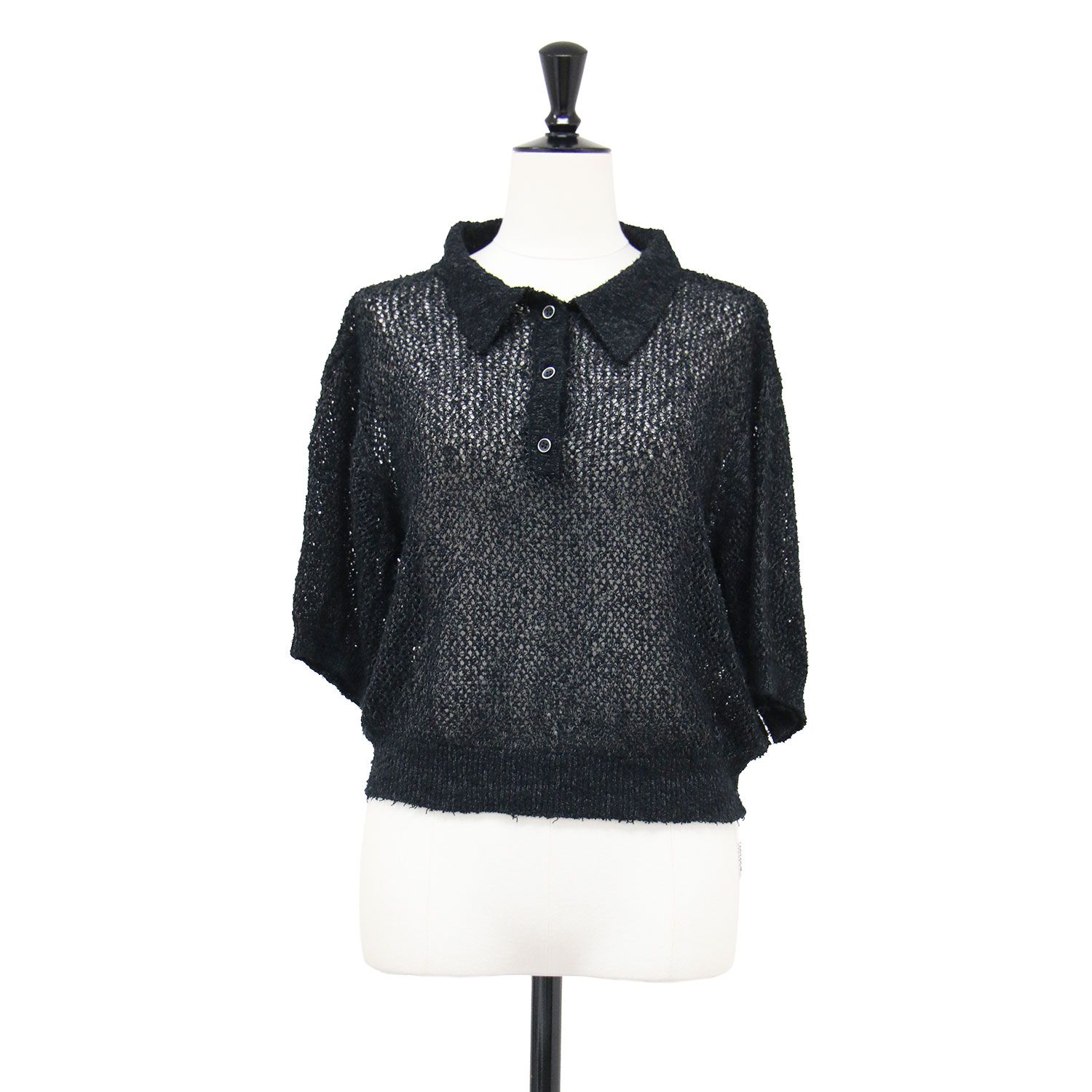 NEPLA. ネプラ ニット ブラック 黒 FREE 25春夏 シアー ポロ ニット POLOERI KO040-5S 25080923003810 プルオーバー ショート丈 半袖 メッシュ コットン 日本製 トップス セーター【レディース】【中古】