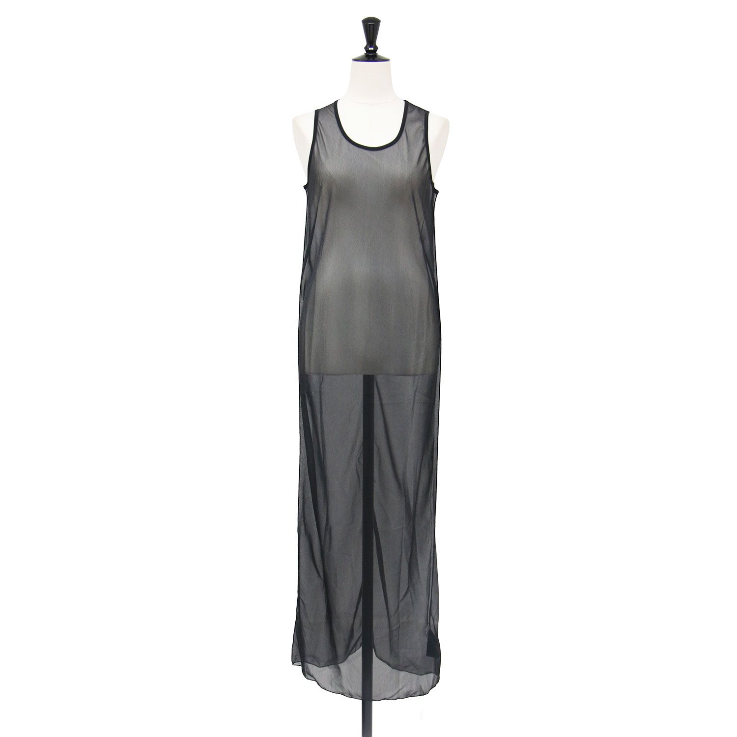 【新品】Plage プラージュ ワンピース ブラック 黒 FREE 24春夏 RIAM SHEER TANK ワンピース ロング ノースリーブ Uネック Iライン シアー 日本製 トップス ドレス【レディース】
