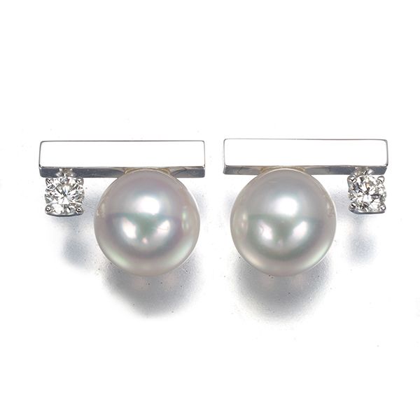 TASAKI Tasaki Earrings Pearl 6.9mm Diamond Diamond 0.05ct/0.05CT Petite Balance Class K18WG #199589