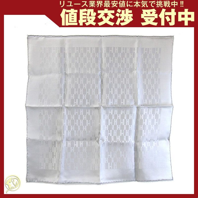 エルメス スカーフ カレ40 シルバー シルク 中古