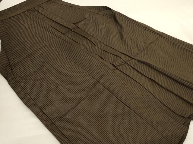 平和屋着物＊夏物　男性　馬乗り袴　縦絽　縞　正絹　逸品　AABK4023jd