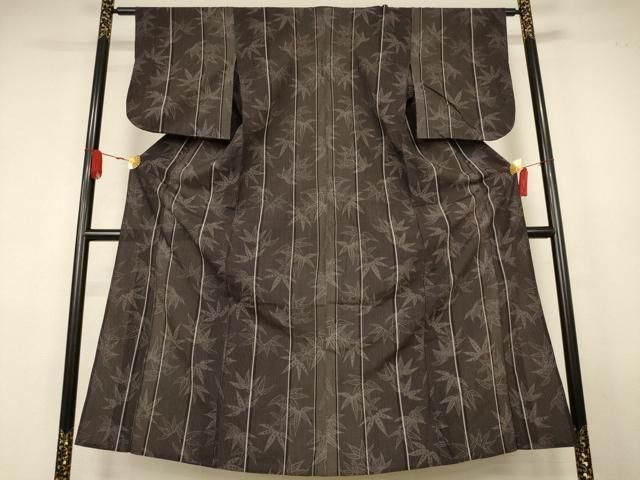 平和屋着物＊夏物　お召　笹文　正絹　逸品　AABK4062jd