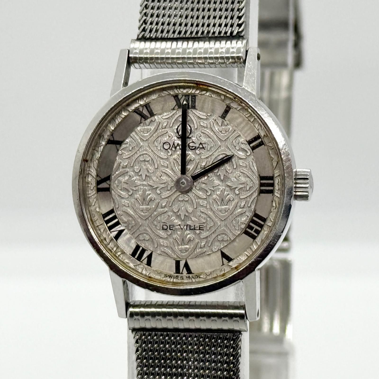 OMEGA オメガ DE VILLE デヴィル フローラルダイヤル シルバー 手巻き レディース 腕時計 訳あり 30,810円