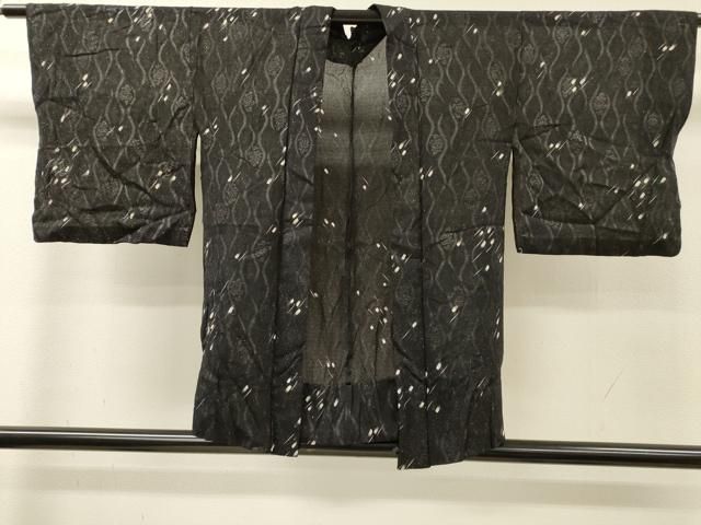 平和屋着物▽羽織　スリーシーズン　春夏秋　塵除け　立涌箔散らし　黒地　正絹　逸品　DABH7470fe