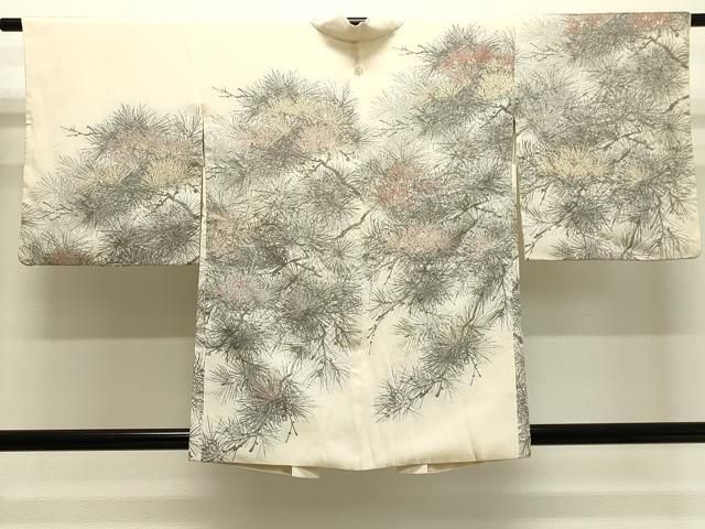 平和屋着物＃羽織　寿光織　枝松葉文　金糸　正絹　逸品　CABJ5353in