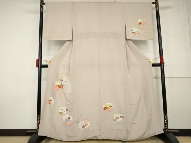 平和屋着物●訪問着　貝合わせ文　金彩　鬼しぼ縮緬　正絹　逸品　AABL7718cs