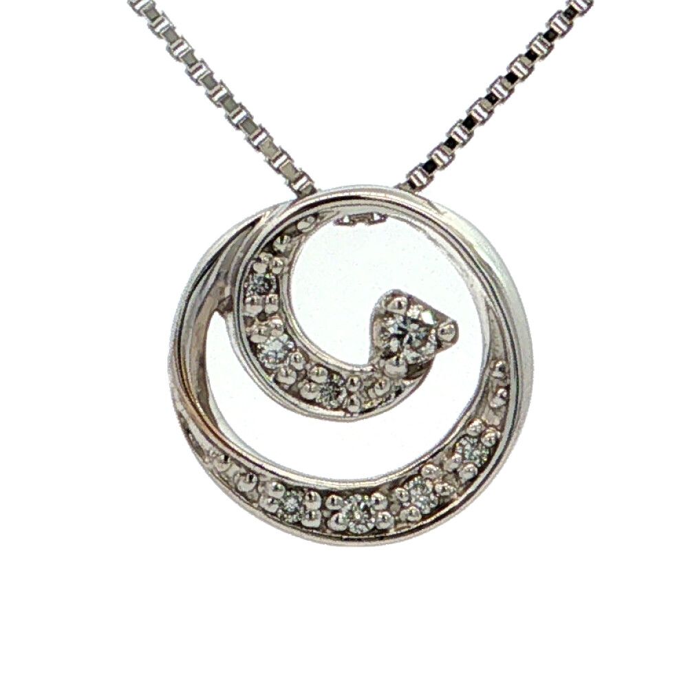 0.06ct STAR JEWELRY スタージュエリー サークルモチーフ イヤモンドネックレス K18(WG無)-3.2g 2ZN0890 ホワイトゴールド 【♀】【N】【レディース】★■621316【中古】 79,200円