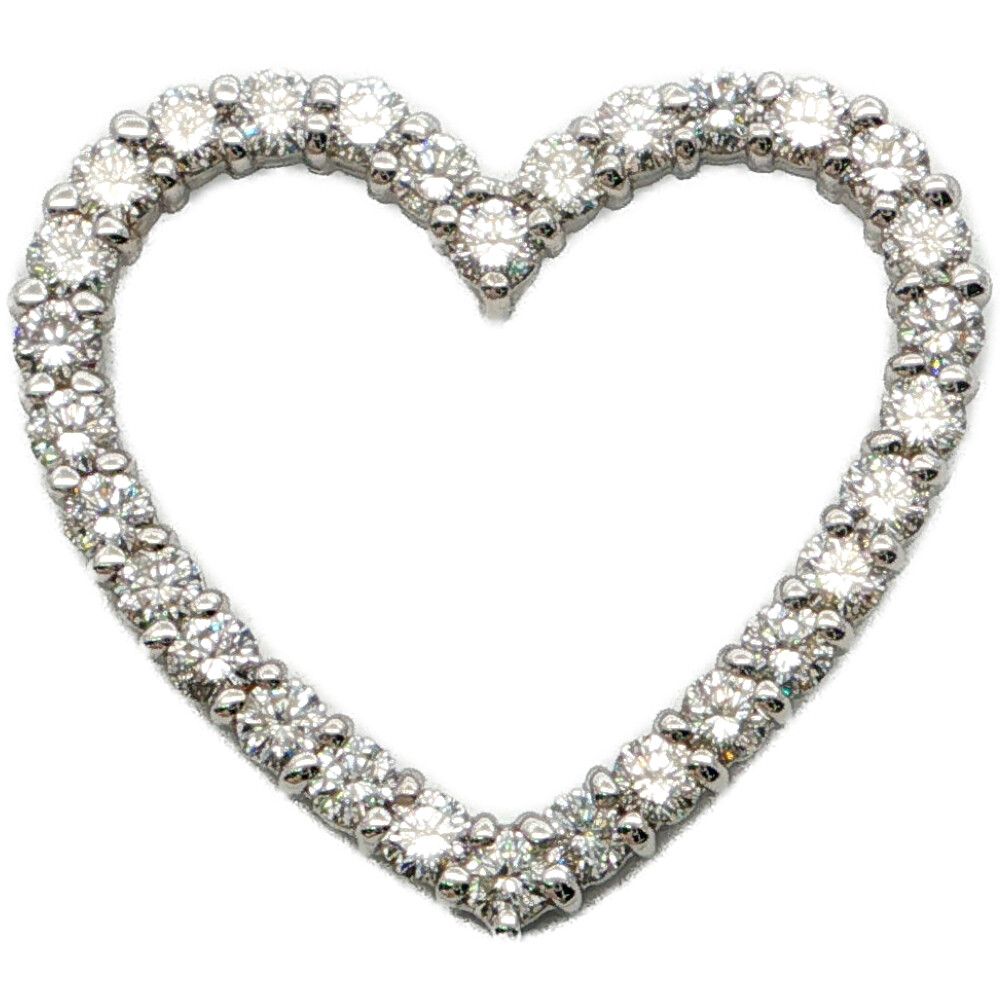 1.00ct ハートモチーフ ダイヤモンドペンダントトップ K18WG/750-2.0g ホワイトゴールド 【♀】【N】【レディース】★■621682【中古】