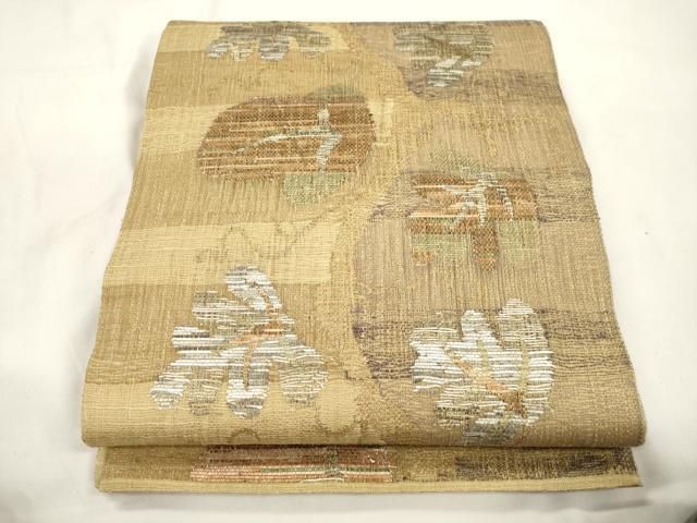 平和屋着物▽六通柄袋帯　スリーシーズン　春夏秋　蔦の葉文　金銀糸　正絹　逸品　CABL4699dy