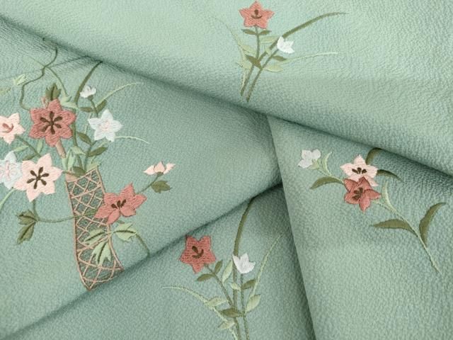 平和屋着物●訪問着　総刺繍　飾花文　伊勢丹扱い　正絹　逸品　AABL7708cs