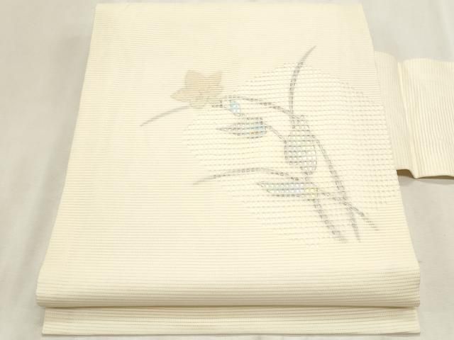平和屋着物＊夏物　九寸名古屋帯　桔梗文　金銀彩　正絹　逸品　CABL2218fb