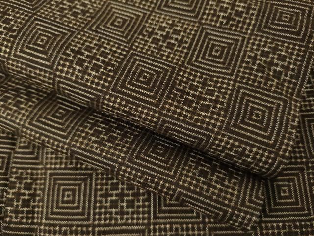 平和屋着物●本場大島紬　龍郷絣　市松文　正絹　逸品　AABL1367ck