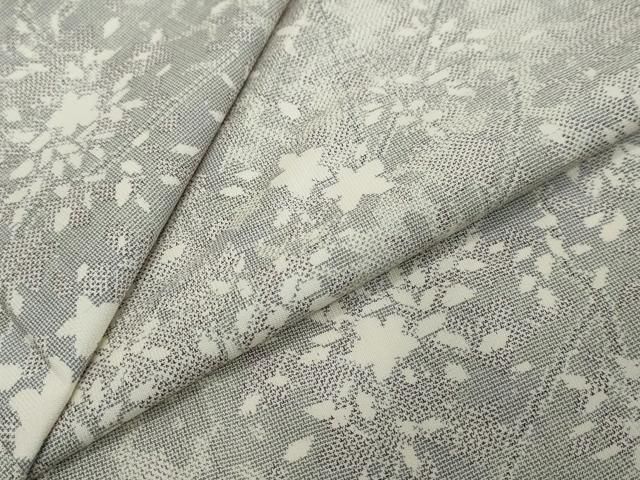 平和屋着物●本場大島紬　白大島　枝花文　正絹　逸品　DABI2786ud