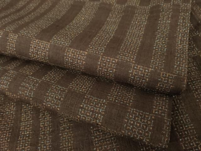 平和屋着物●本場結城紬　重要無形文化財　80亀甲　変わり市松文　正絹　逸品　AABL1401ck