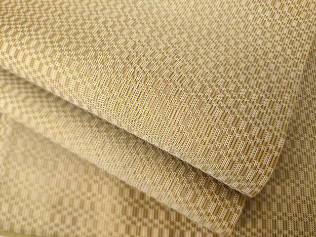 平和屋着物●本場黄八丈　市松綾織　紬　霞文　正絹　逸品　AABL1407ck