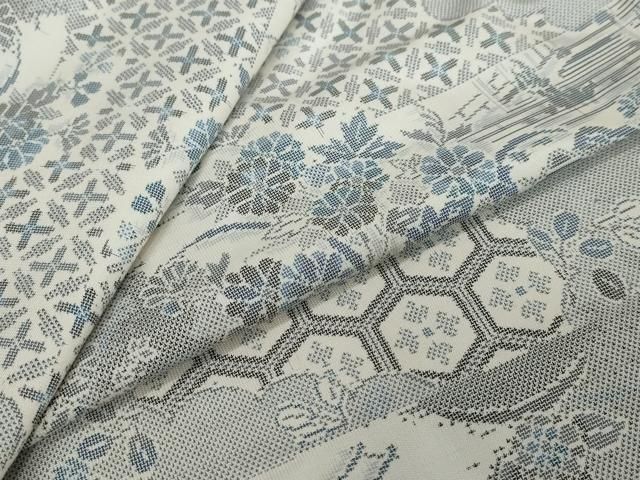 平和屋着物●本場大島紬　9マルキ　吉祥風景草花文　正絹　逸品　DABI2619ud