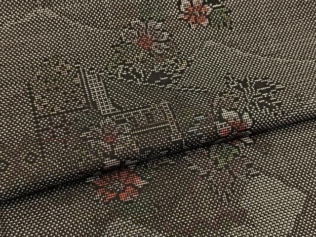 平和屋着物●本場大島紬　9マルキ　風景花文　正絹　逸品　BAAX9760yc