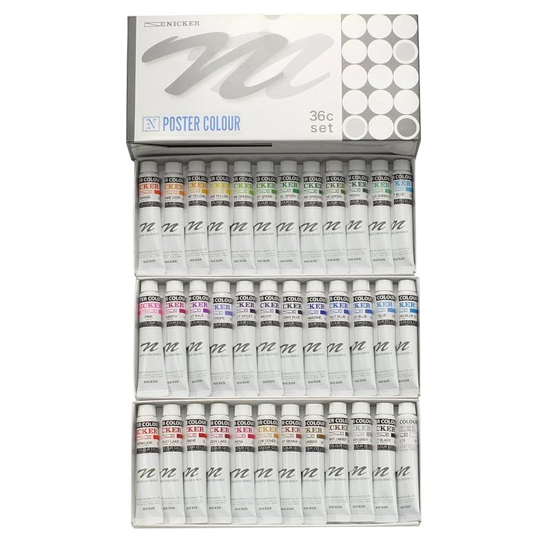 ニッカー 水彩絵具 ポスターカラー 36色セット 20ml(6号)