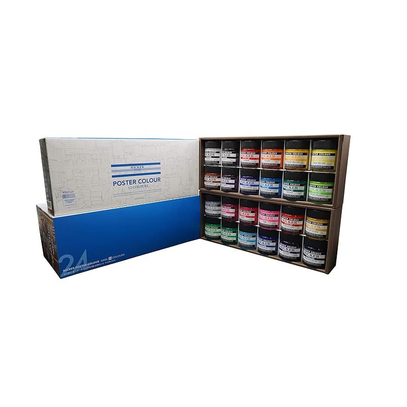 ニッカー絵具(Nicker colour) 水彩絵具 ポスターカラー 24色セット 40ml PC40ML24N