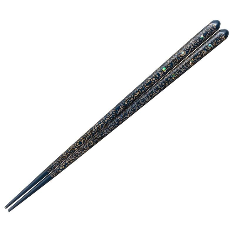 一双 日本製 箸 津軽塗花氷 ブルー 23cm 38071
