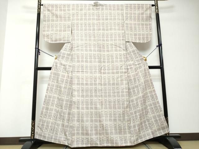 平和屋着物●本場結城紬　重要無形文化財　100亀甲　モロ入り　幾何学文様　正絹　逸品　DABI2497ud