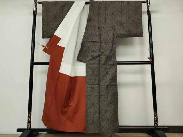平和屋着物●本場大島紬 7マルキ 麻の葉文様 正絹 逸品 CABJ6681ut 平和屋着物●本場大島紬 7マルキ 麻の葉文様 正絹 逸品 CABJ6681ut