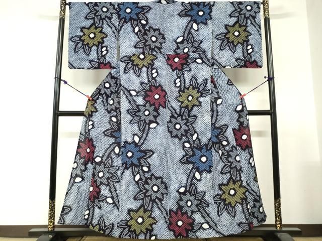平和屋着物∴夏物　浴衣　有松鳴海絞り　草花文　綿　逸品　DABI3113cd 14,976円